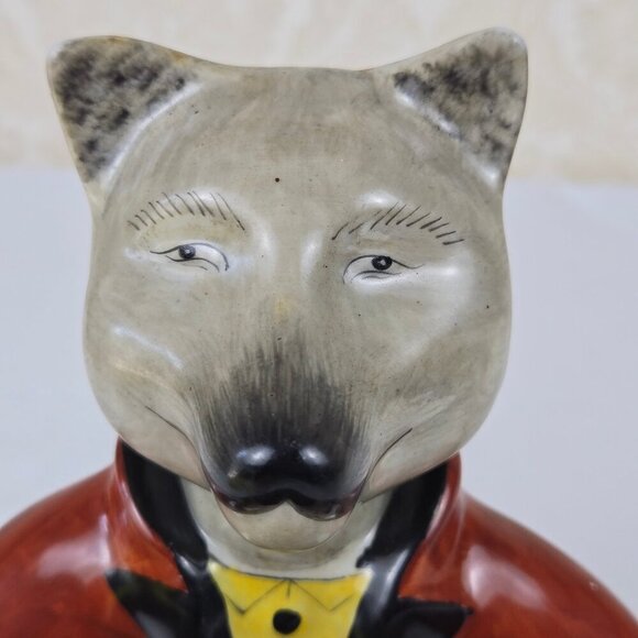 Vintage Fancy Fox Butler Holding Bowl Ceramic Candy Dish Key Holder Figurine - Picture 10 of 11